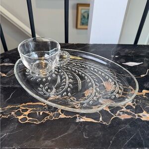 Vintage Federal Glass Cup and Snack Saucer Set of 8 Pieces 4 Cups 4 Saucers